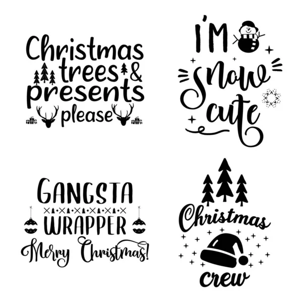 Conjunto Citas Letras Navideñas Diseños Tipográficos Coloridos Para Decoración Navidad — Vector de stock