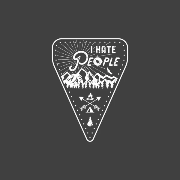 Shirt Déteste Les Gens Cadeau Camping Montagne Funny Tee Parfait — Image vectorielle