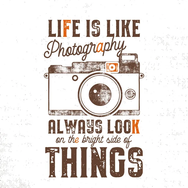 Affiche Typographie Avec Appareil Photo Ancienne Citation Vie Est Comme — Image vectorielle