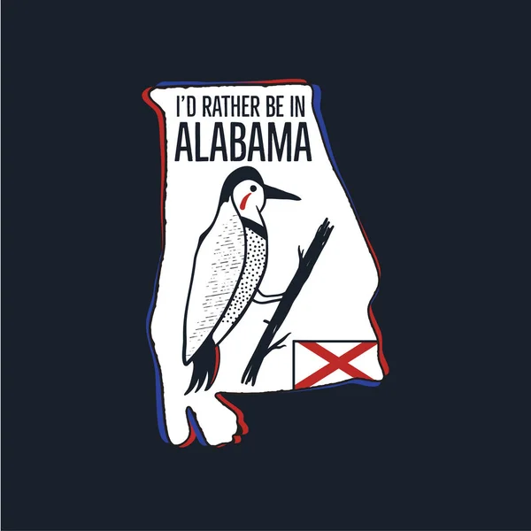 Vintage Alabama Badge Retro Style State Patch Print Shirt Other — Stock Vector