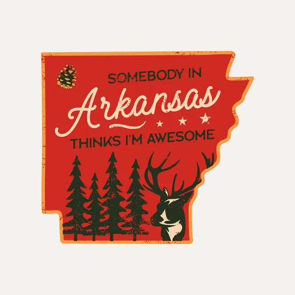 Insignia Arkansas Vintage Parche Estado Estilo Retro Estampado Para Camiseta — Archivo Imágenes Vectoriales