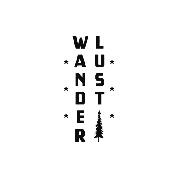 Vintage Wanderlust Diseño Logo Simple Con Árbol Logotipo Del Campamento — Vector de stock