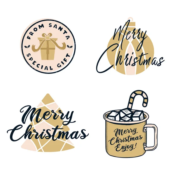 Divertente Set Stampe Grafiche Buon Natale Disegni Shirt Festa Natale — Vettoriale Stock