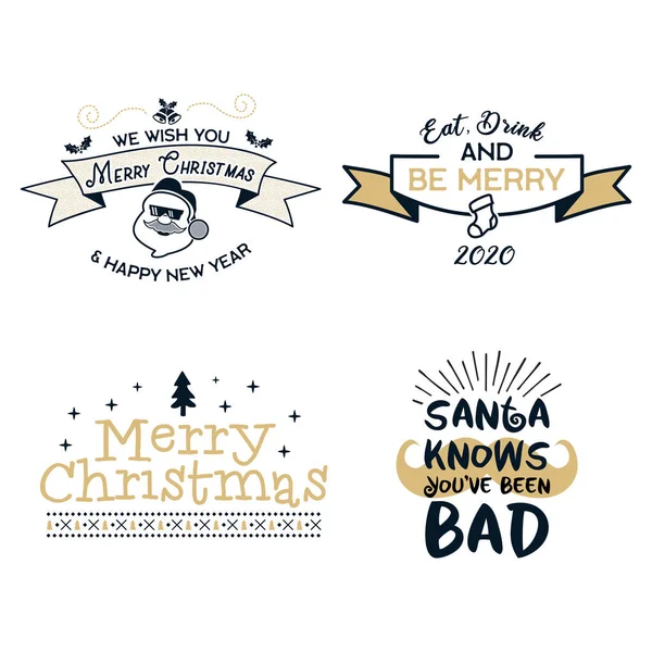 Funny Merry Christmas Graphic Prints Set Shirt Designs Xmas Party — Stock Vector