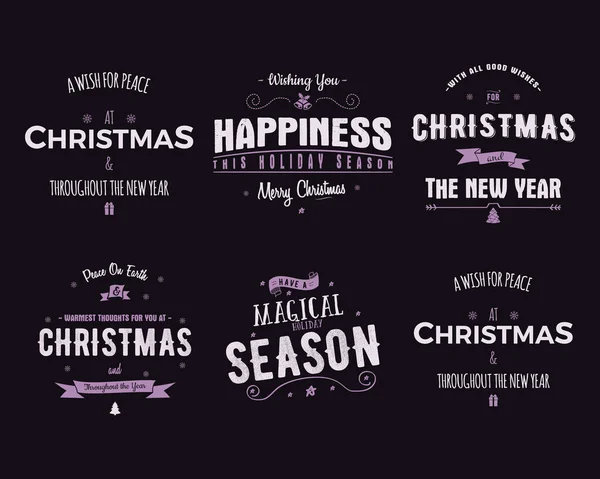 Divertente Buon Natale Set Stampe Grafiche Della Stagione Happy New — Vettoriale Stock