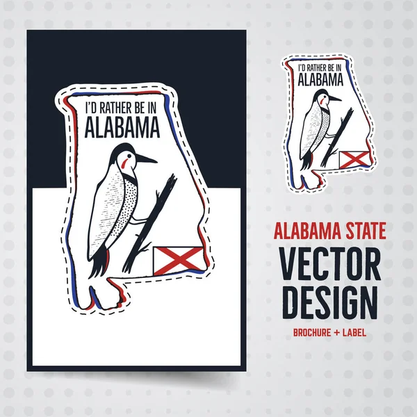 Vintage Alabama insignia y diseño de ilustración folleto. Estados Unidos emblema del estado con el texto - Id más bien estar en Alabama. Parche de estilo hipster americano inusual. vector de stock — Archivo Imágenes Vectoriales