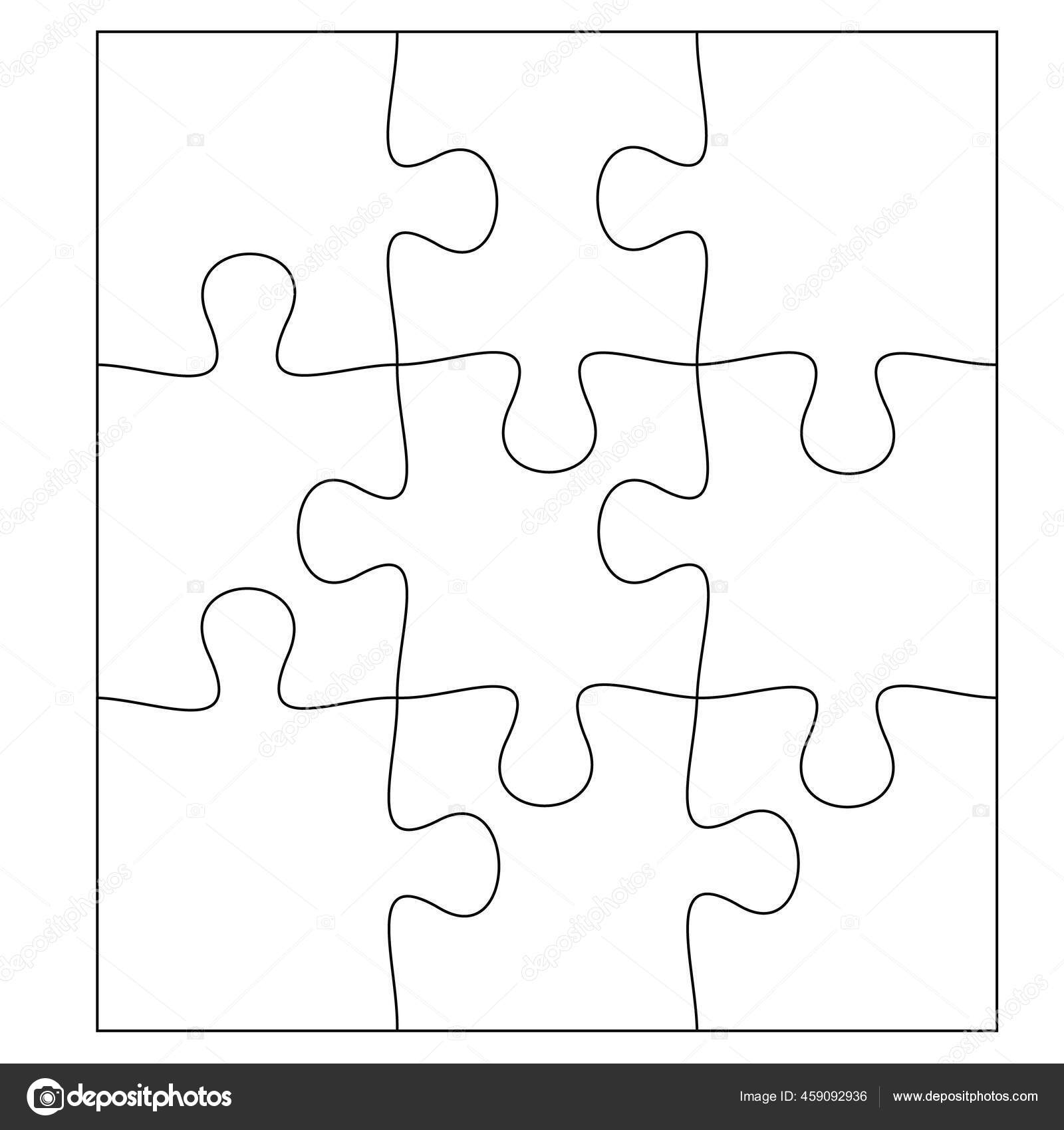 Blank Jigsaw Puzzle 9 pieces. Simple line art style for printing and web.  Stock vector illustration Stock Vector by ©JeksonJS 459092936