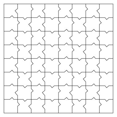 Sıra dışı Blank Jigsaw yapbozu 64 parça. Baskı ve internet için basit bir sanat tarzı. Geometrik üçgen tarzı. Stok vektör illüstrasyonu