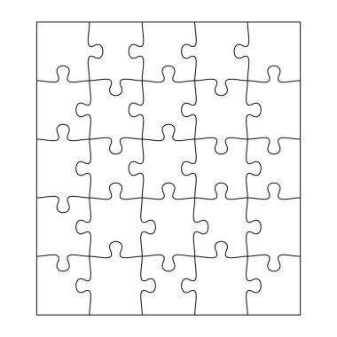 Boş yapboz yap boz 25 parça. Baskı ve internet için basit bir sanat tarzı. Stok vektör illüstrasyonu