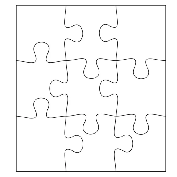 Puzzle in bianco 9 pezzi. Stile semplice line art per la stampa e il web. Illustrazione vettoriale stock — Vettoriale Stock