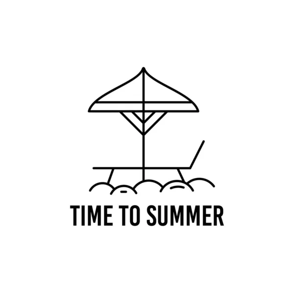 Summer concept linear design with beach and inscription — стоковый вектор