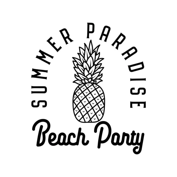 Beach party vector emblem design on white background — Stock Vector