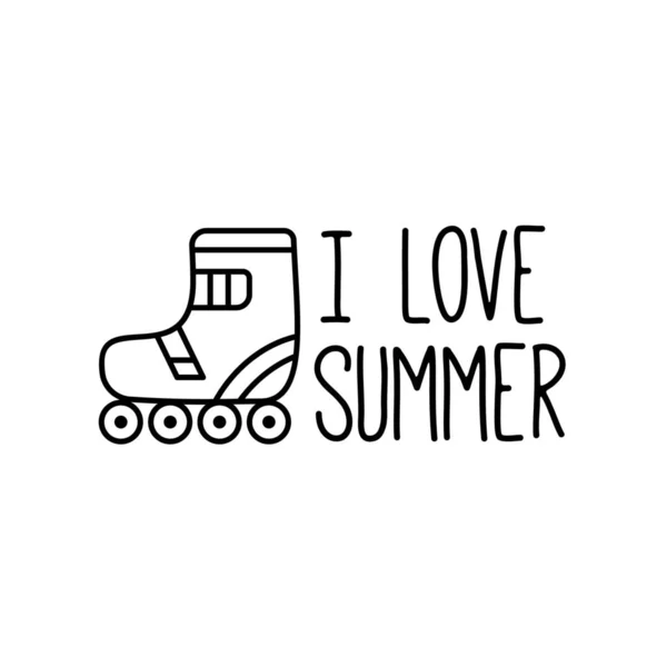 Summer concept emblem with roller skate — стоковый вектор