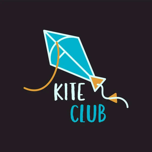 Kite club vector logo design on black background — Stock Vector