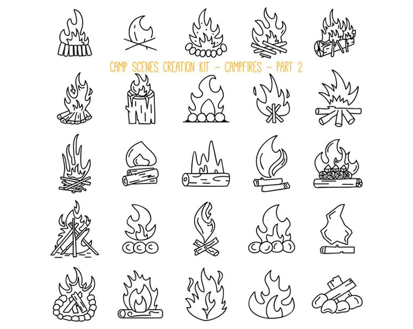Set of various campfire icons. Part 2 — Archivo Imágenes Vectoriales