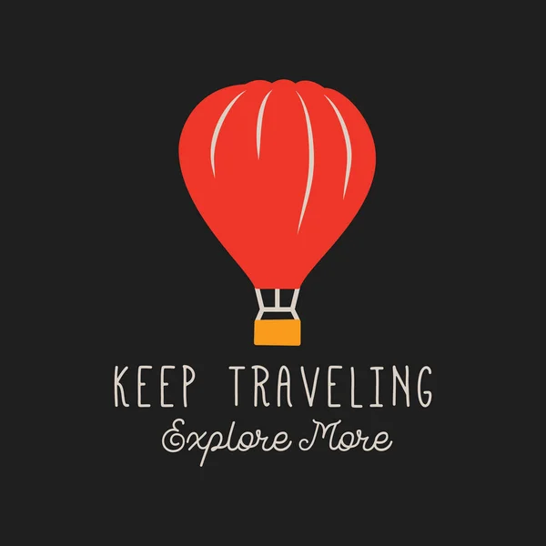 Vector logo of hot air balloon on black background — Archivo Imágenes Vectoriales