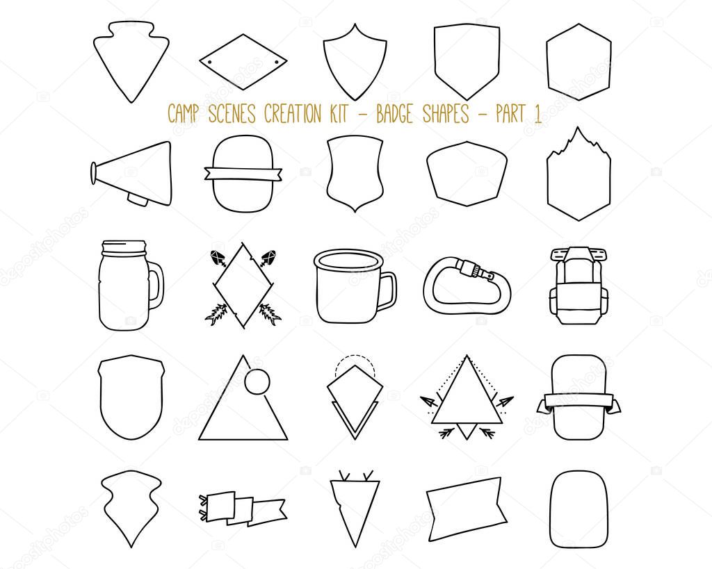 Set of outline badge shapes