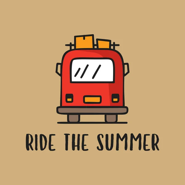 Rode trailer op t shirt ontwerp — Stockvector