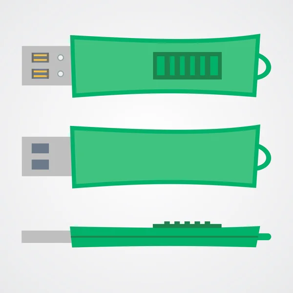 USBフラッシュドライブフラットベクトルアイコン — ストックベクタ