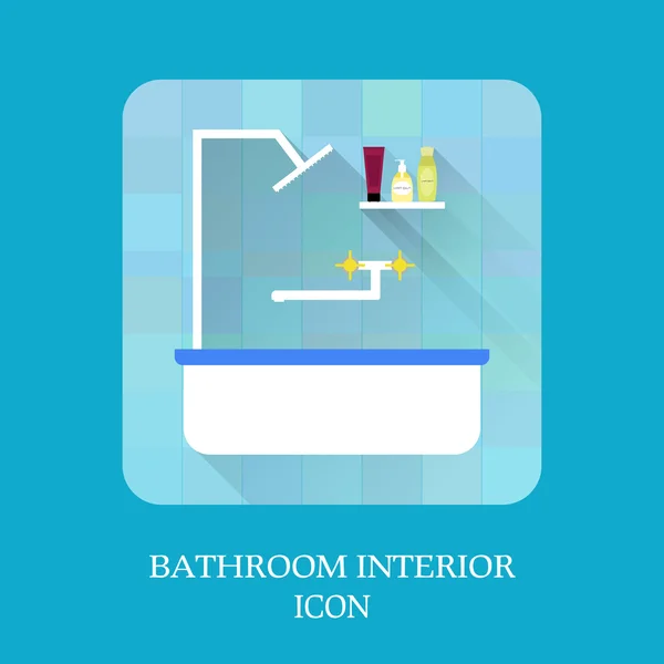 Icono del interior de cuarto de baño. Champú y jabón. — Vector de stock