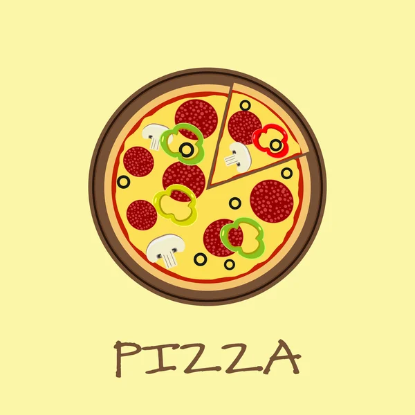 Pizza sur la planche de bois — Image vectorielle