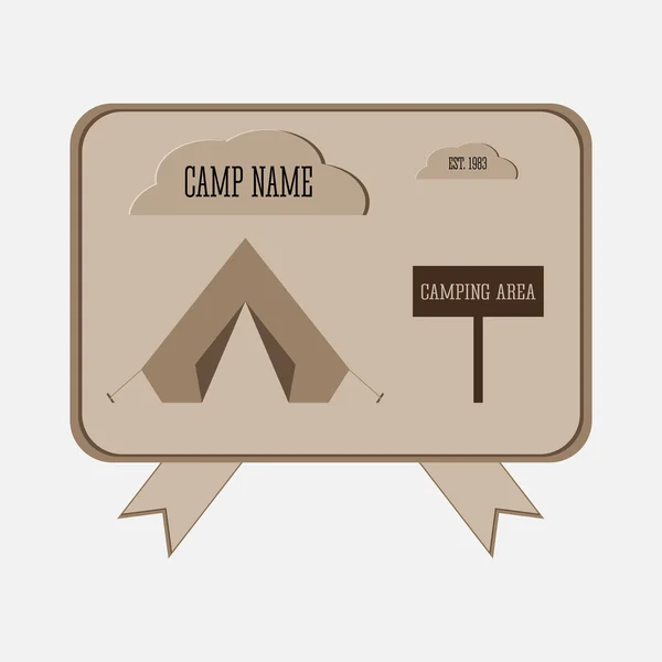 कैम्पिंग साहसिक बैज ग्राफिक डिजाइन लोगो प्रतीक। यात्रा प्रतीक — स्टॉक वेक्टर