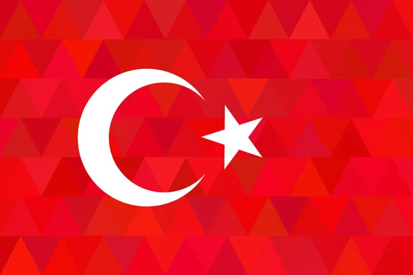 Turkey flag on unusual red triangles background. Triangular design. Original proportions and high quality. Vector - Stok Vektor