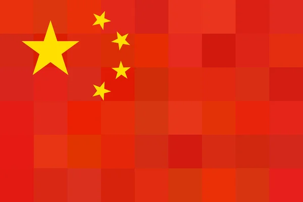 Bandeira da China. Proporção e cores originais. Conceito geométrico de incomum. Abstrato design quadrado. Alta qualidade — Vetor de Stock