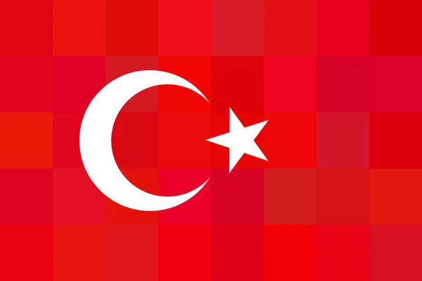 Bandeira da Turquia em fundo quadrados vermelhos incomum. Projeto Quadrangular. Proporções originais e alta qualidade. Vector — Vetor de Stock