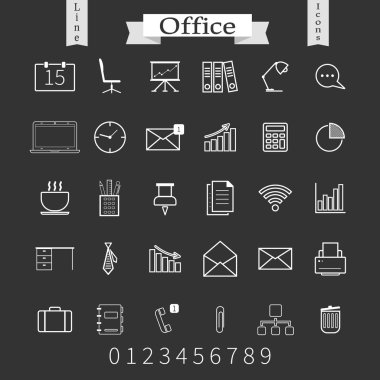 İş ve office ince simgeler kümesi. Web ve mobil için trendy satır simgeler.