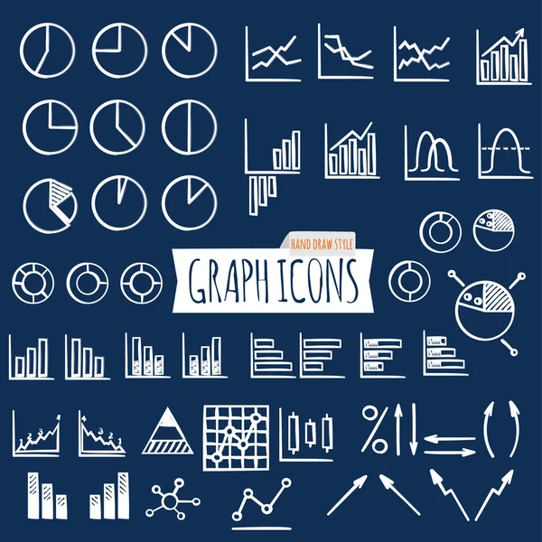 Business charts. Hand Draw style. Set of thin line graph icons. Outline — Stock Vector