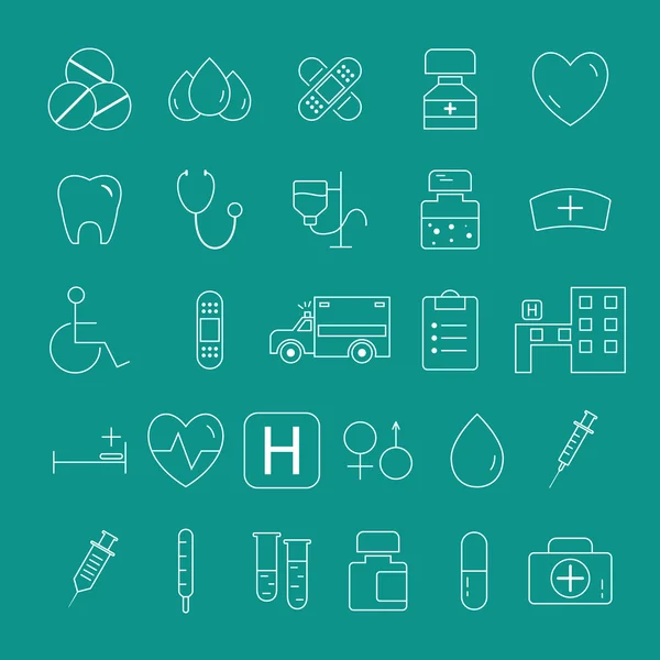 Outlined Medical Icons Set Collection. trendy thin line design. Easy to recolor and resize. — Stock Vector