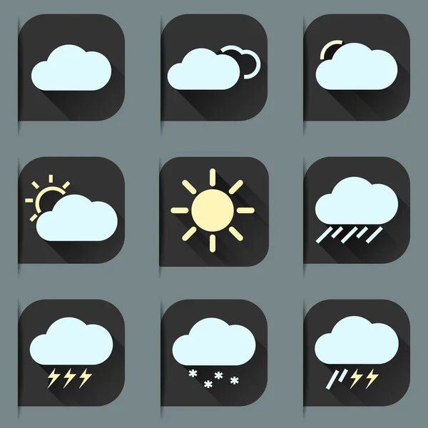 Flat design style weather icons and stickers set. Seasons theme, easy to use as icons, logo on web, mobile app, recolor and resize. — Stock Vector