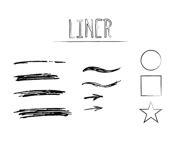 Set of Hand Drawn Doodle Sketchy Grunge Liner Brush Lines. Unusual design elements for your projects —  Vetores de Stock
