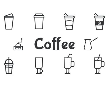 Coffee and cocktails outline elements and symbol line icon isolated on white background. Can be used as icon, logo, elements in infographics on web and mobile app