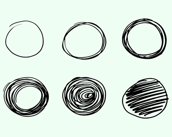 Set of Hand drawn circles, vector logo design elements. Marker, felt pen, liner style. — 图库矢量图片