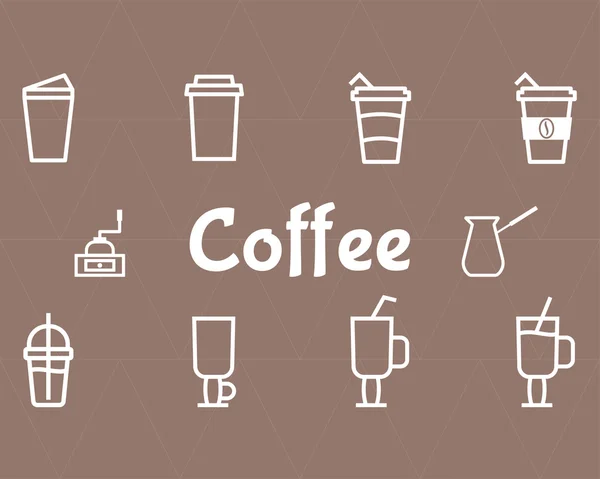 Koffie lijn icons set — Stockvector