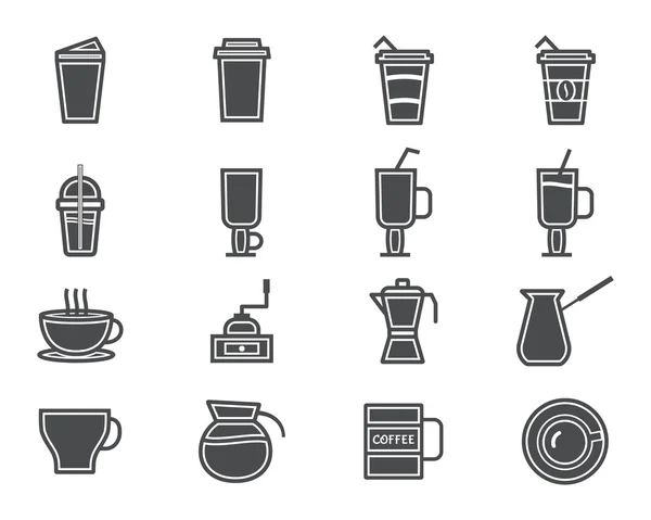 Coffee and cocktails silhouette elements and symbol line icon isolated on white background. Can be used as icon, logo, elements in infographics on web and mobile app. — Stock Vector