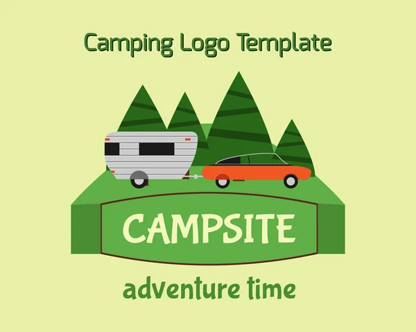 Adventure Tourism Travel Logo Vintage Labels design vector templates. RV, forest holiday park, caravan, motorhome. Exploration Camping Badges Retro style logotype concept icons set. — Stock Vector