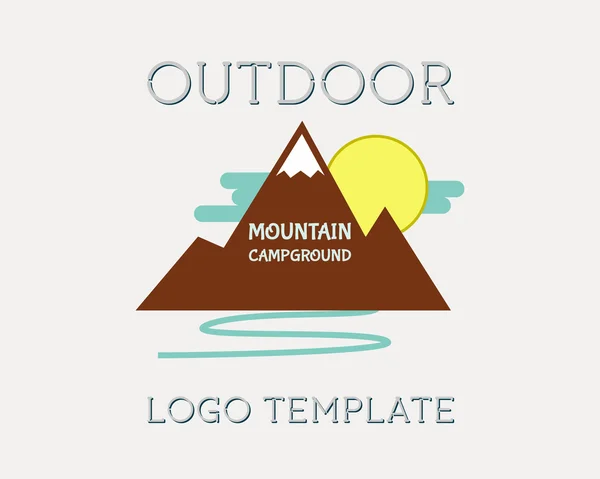Mountain campsite campground outdoor adventure and expedition logo badges icon. Isolated on white background. Flat design. Vector — Stock Vector
