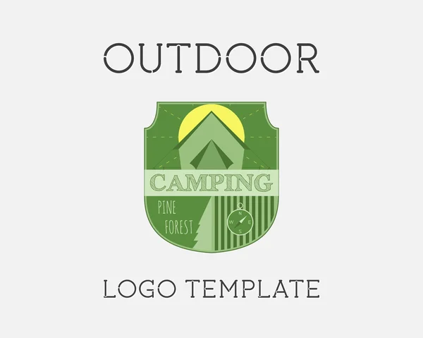 Adventure Outdoor Tourism Travel Logo Template Vintage Labels design. Summer forest holiday park. Exploration Camping Badges Retro style logotype concept icons set. Vector — Stock Vector