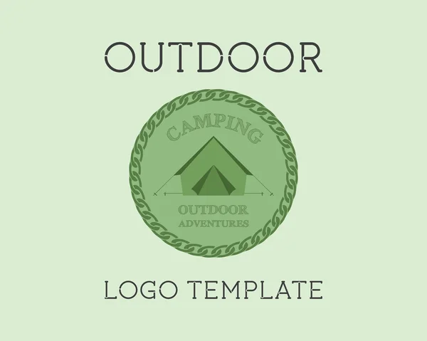 Adventure Outdoor Tourism Travel Logo Template Vintage Labels design. Campground, campsite. Exploration Camping Badges Retro style logotype concept icons set. Summer theme. Vector — Stock Vector