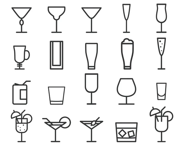 Bebidas, bebidas vector icono de símbolo de línea delgada. Cócteles. Elementos de contorno partido aislados sobre fondo blanco. Vector de — Archivo Imágenes Vectoriales