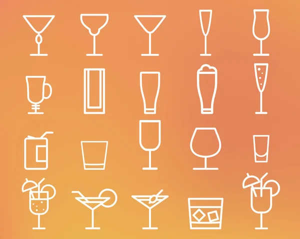 Beverage, drinks vector thin line symbol icon. Cocktails. Party outline elements isolated on sunny summer background. Vector — Stock Vector