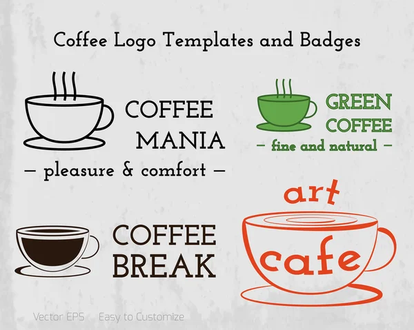 Set di design di logo e biglietti da visita Icone Coffee Cafe. Per ristorante, caffetteria, negozio. Attività di branding. Illustrazione di vettore. — Vettoriale Stock