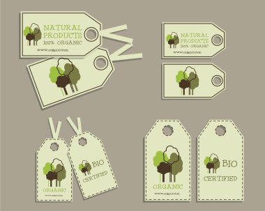 Organik etiket kümesi doğal ürünler için.