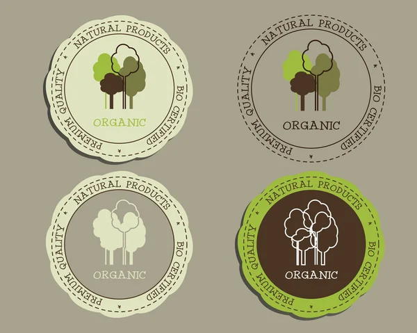 Organic logo templates and badges. For natural shop products and other bio, organic business, themes etc. Ecology theme. Eco design. Vector. — Archivo Imágenes Vectoriales