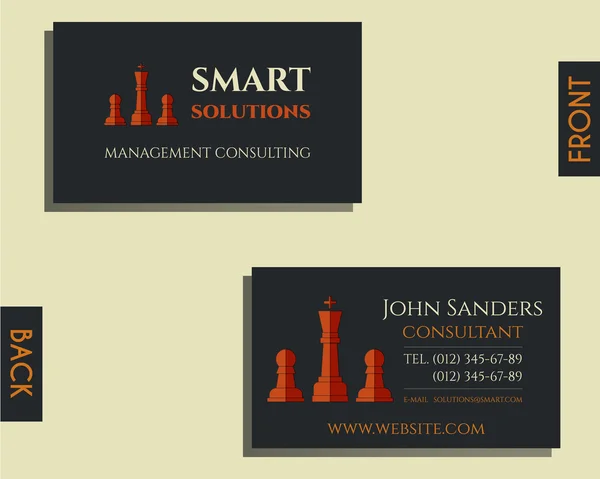 Business and management consulting visiting card template. Chess Smart solutions design with company logo. Best for management consulting, finance, law companies. Vector — Stock vektor