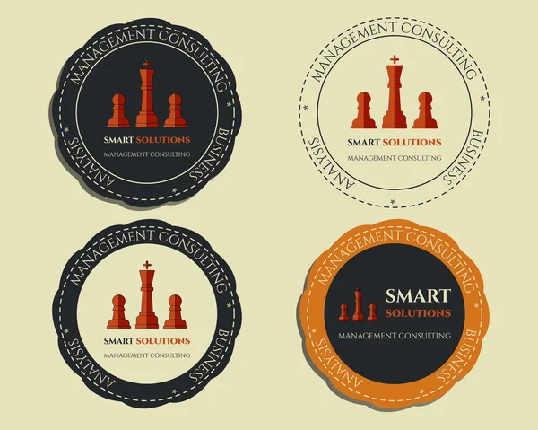 Business logo templates and badges. Chess Smart solutions design with company logo. Best for management consulting, finance, law companies. Vector — Διανυσματικό Αρχείο