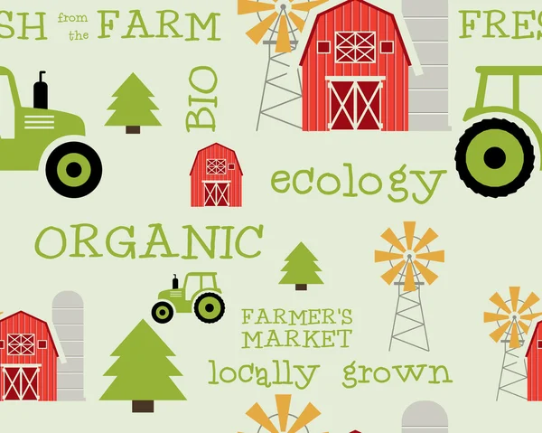 Eco and organic seamless pattern. Farmer s market design. For organic products, shop, web sites, mobile app. Ecology and green theme. Vector. — ストックベクタ
